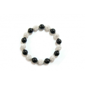 Large Black Onyx and Shamballa Bead Bracelet
